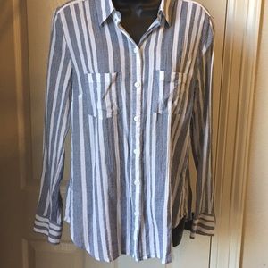 Blue and white striped Loft blouse